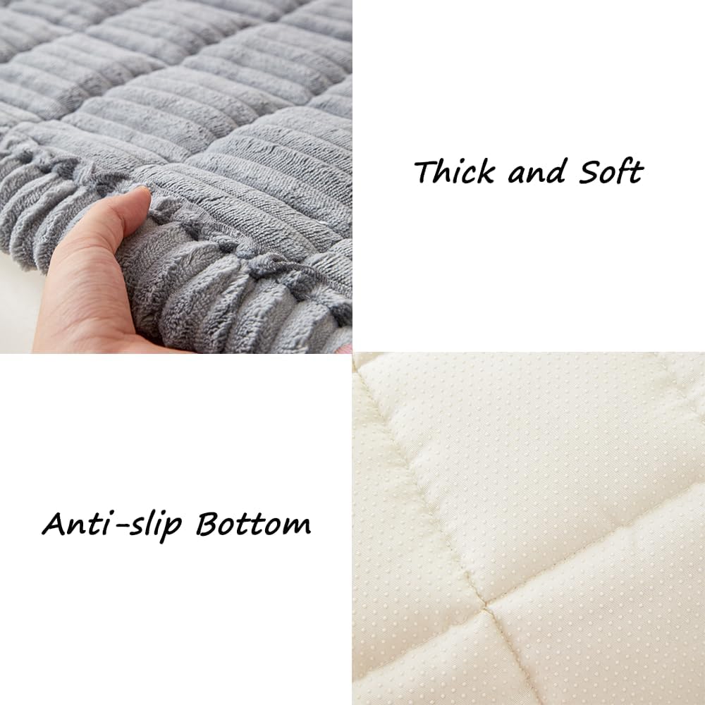 Couch Cover for Dogs Washable, Fuzzy Pet Couch Covers for 3 Cushion Sofa Pet Friendly, Non Slip Sofa Cover (Light Gray, 27.6" x 70.9"/70 x 180cm)