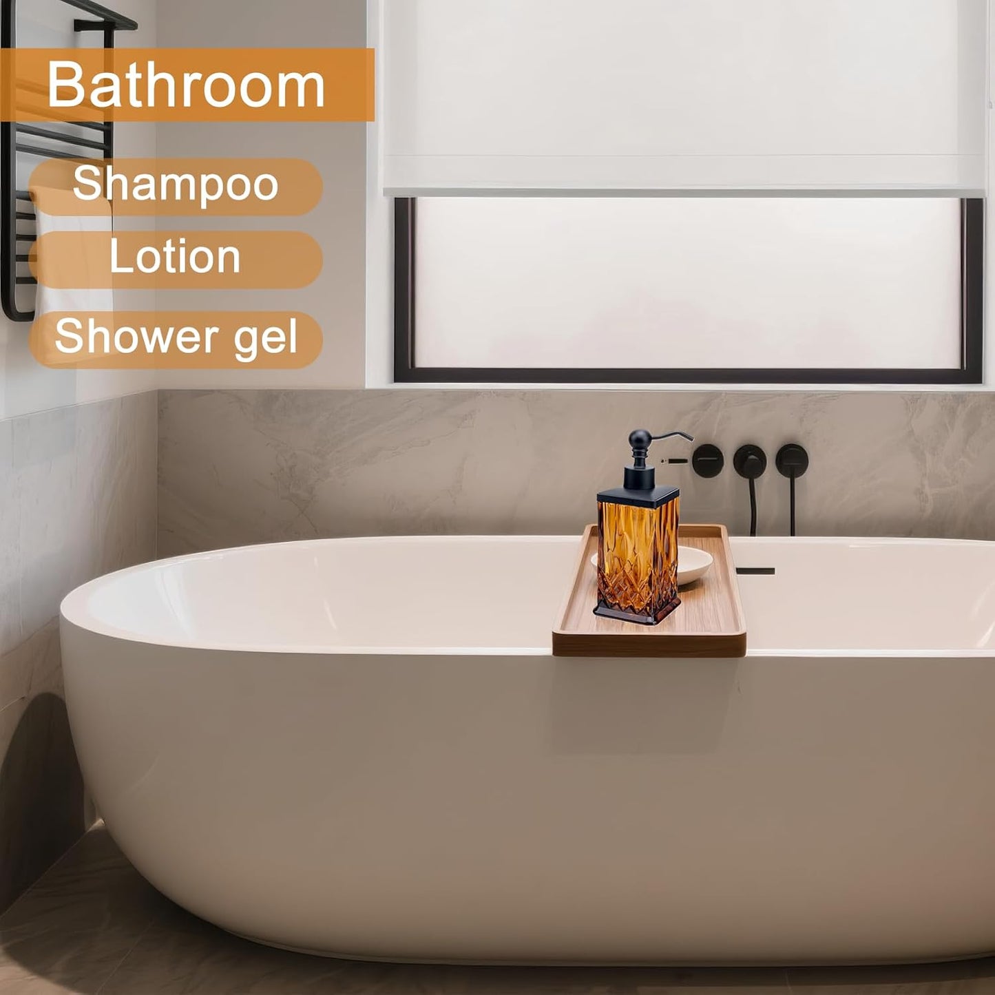 10Oz Amber Glass Soap Dispenser,Heavy Glass & Leak-Proof Rust-Resistant Pump for Kitchen Dish Soap, Bathroom Hand Wash,Vanity Essential Oil,Luxury Bath Decor(Square)