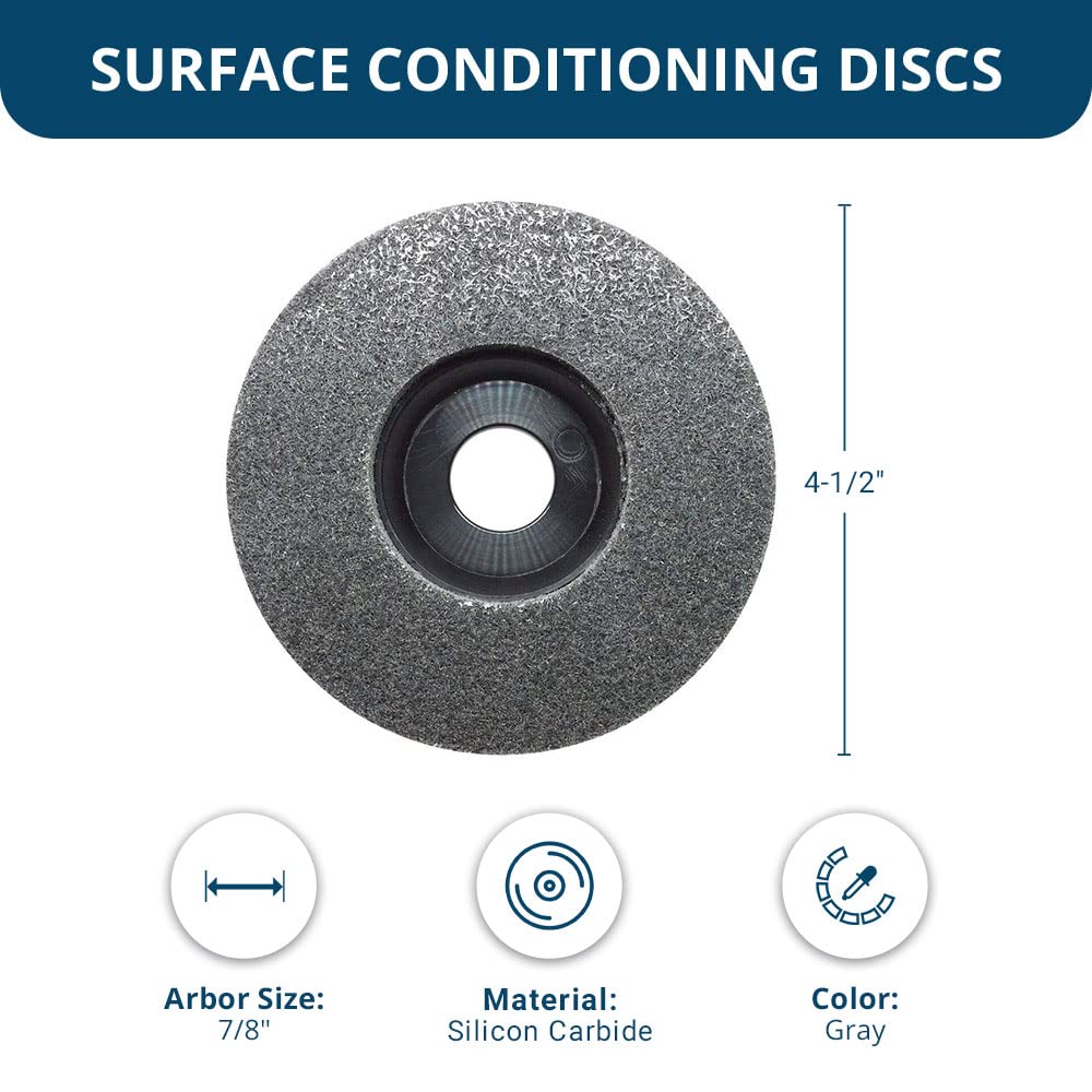 Benchmark Abrasives 4-1/2" Diameter Surface Preparation Non Woven Discs with 7/8" Arbor for Die Grinder Surface Grinding Polishing Burr Finish Rust Paint Removal (Pack of 10) - (Gray)