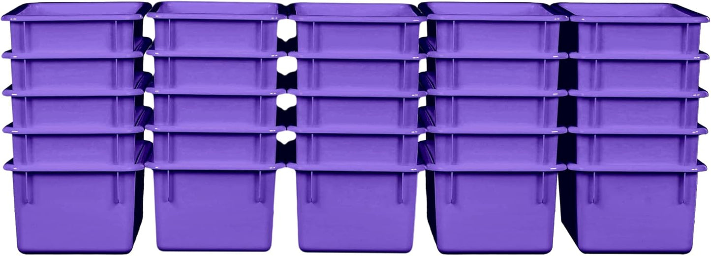 Wood Designs Cubby Storage Bin, Heavy Duty Plastic Containers for Kids Purple Cubby Tray Set of 25