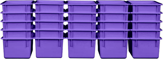 Wood Designs Cubby Storage Bin, Heavy Duty Plastic Containers for Kids Purple Cubby Tray Set of 25