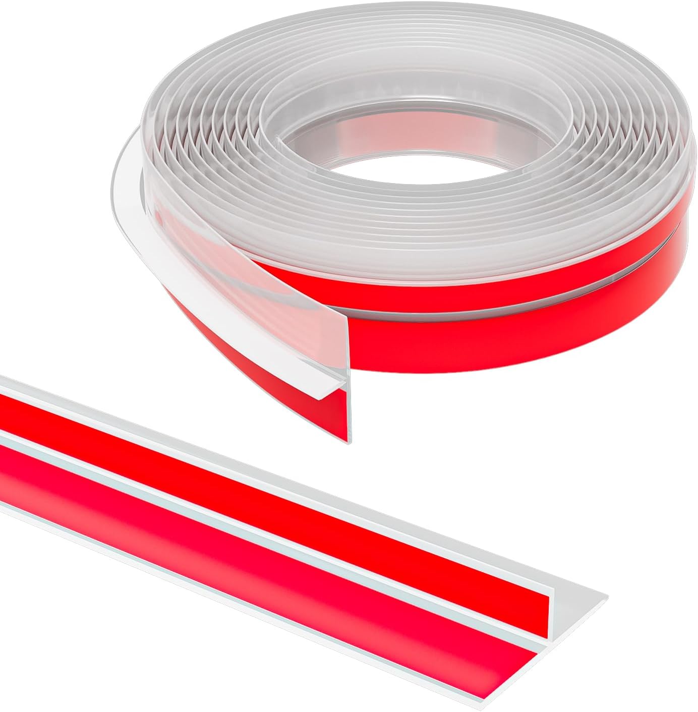 T-Shaped Door Draft Stopper, 1.37 in x 20 Ft Silicone Seal Strip for Windows Gaps, Weather Stripping Seal Strip Shower Sweep, Clear