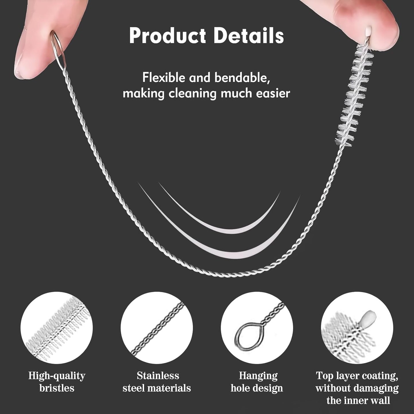 18Pcs Straw Cleaner Brush, Straw Cleaner with Extended Handle for Deep Cleaning, Straw Brushes for Drinking & Glass Straws – Reusable and Easy to Use