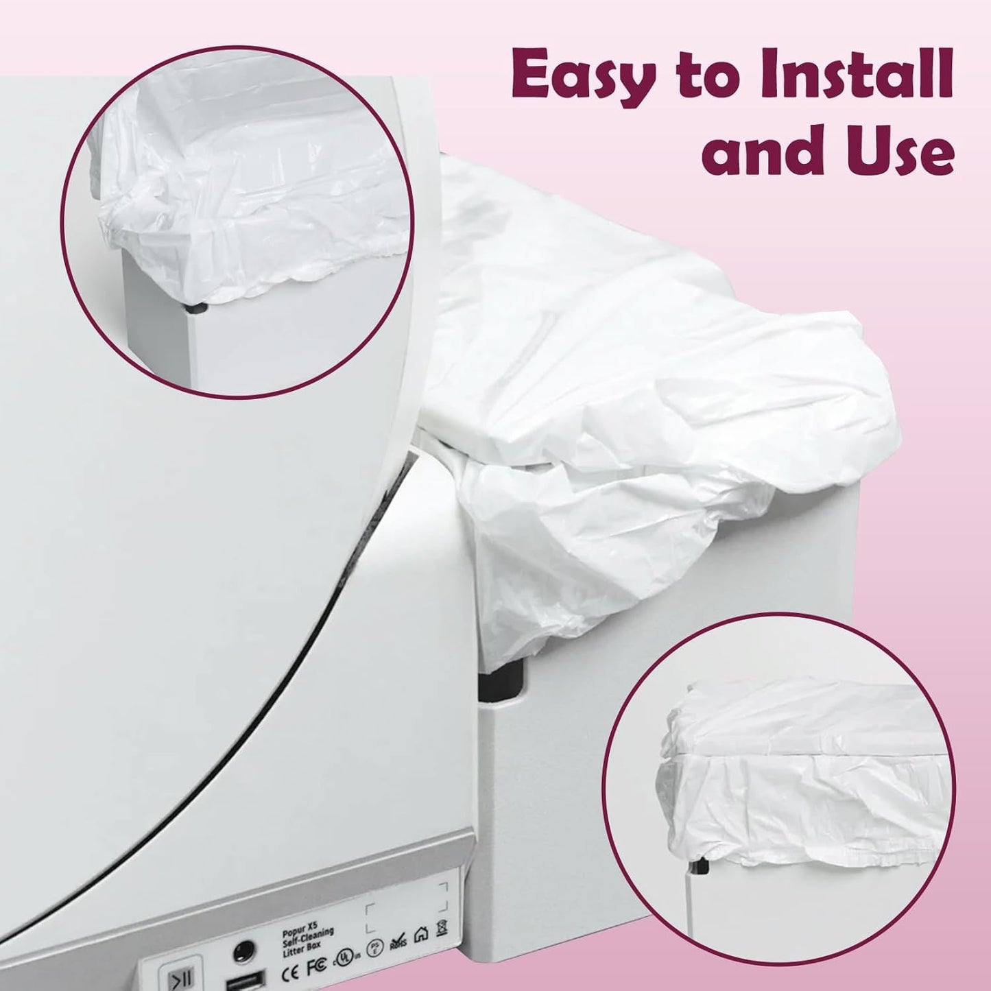 Trash Bags for Popur X5 Litter Box – Thickened, Leakproof Design, 7-Day Odor Control Perfect Fit for Popur X5 Self-Cleaning Cat Litter Boxes -40PCS