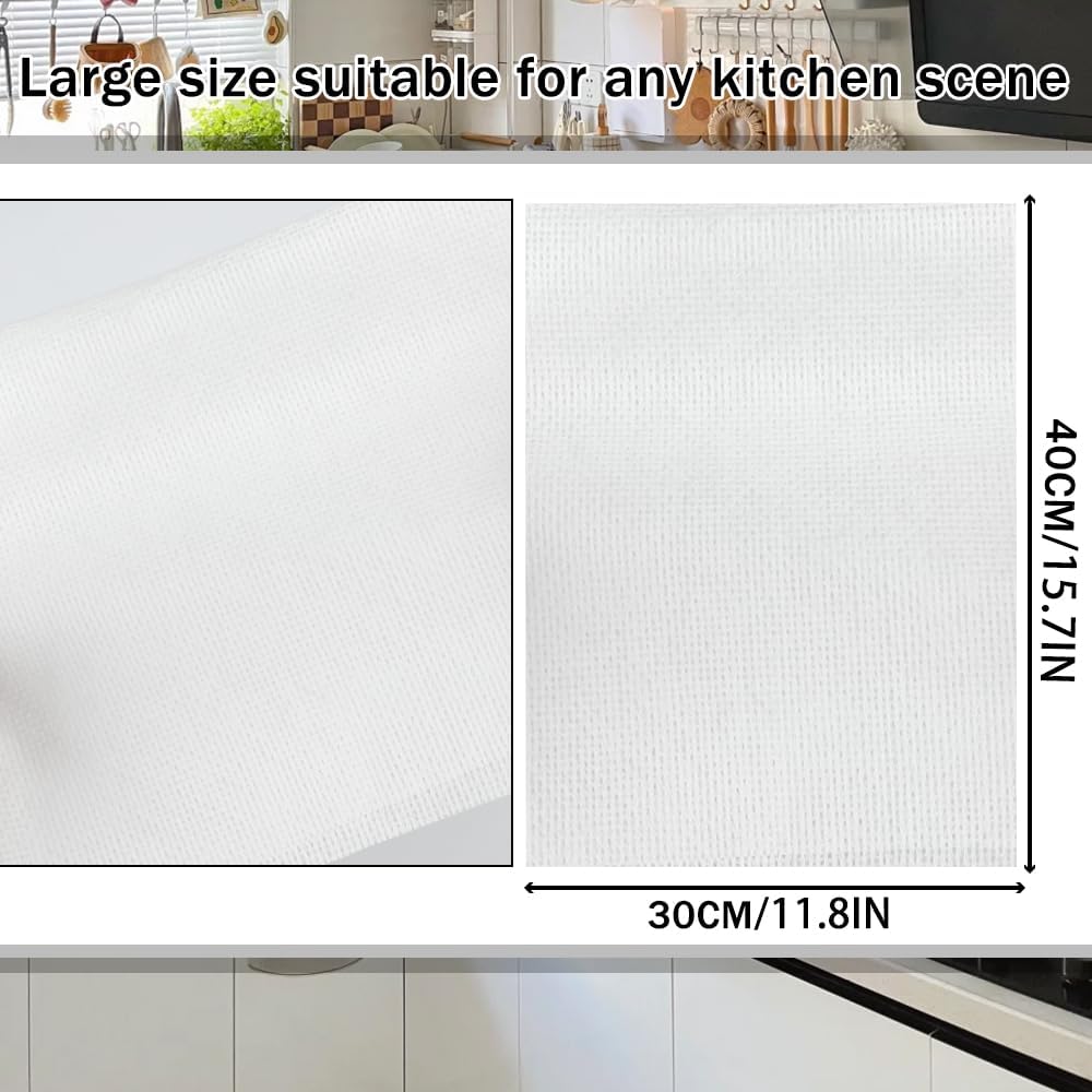 100 Count Disposable Cleaning Towels and Dish Cloths,Super Absorbent Dishcloths,Multi-Surface Cleaning Wipes for Kitchen Dishes, Windows, Bathroom (White)