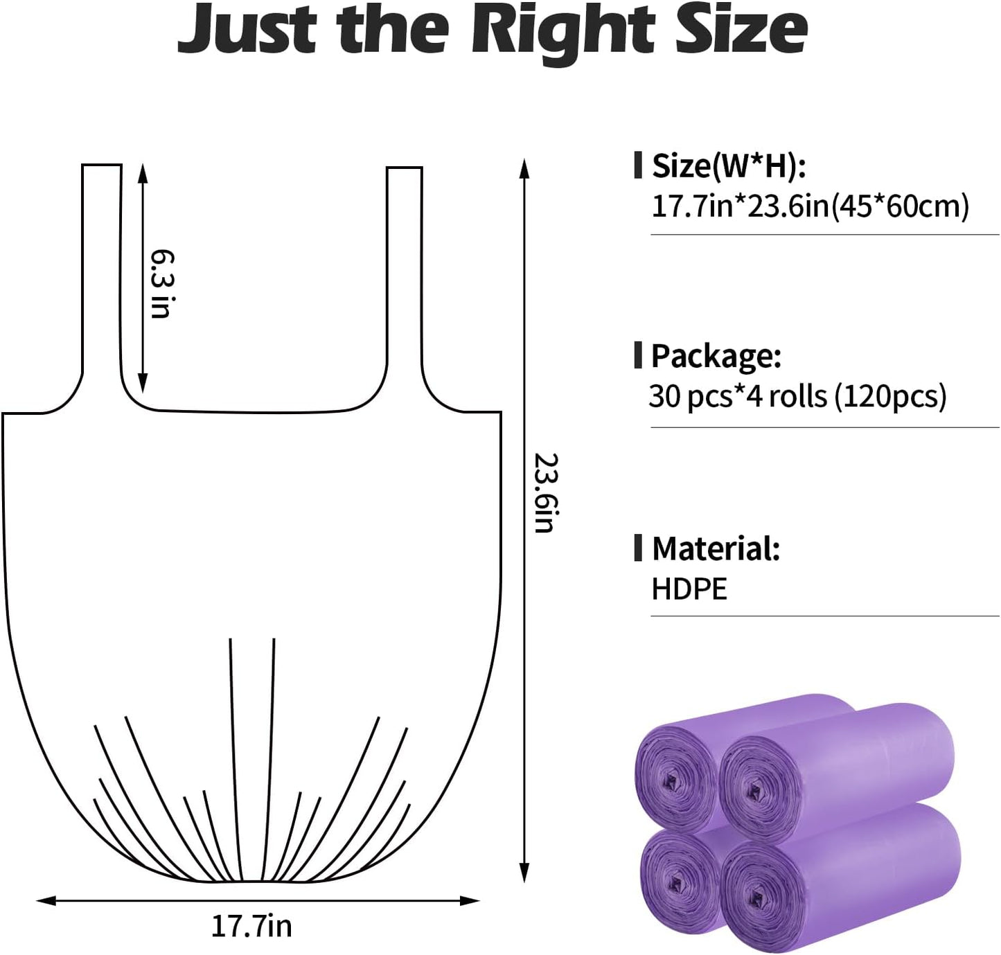 2-4 Gallon Portable Trash Bags,120 Counts Thicken portable Small Garbage Bags for Office, Kitchen,Bedroom Trash Can,Strong Trash Bags（Purple）