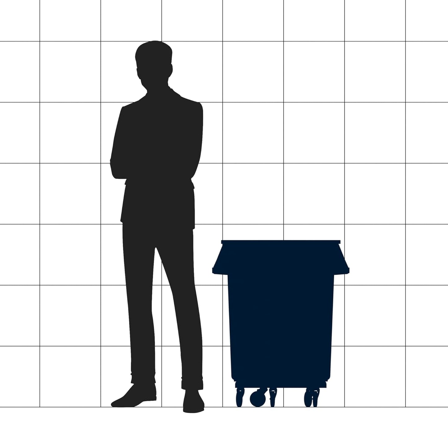 32 Gallon Black Round Commercial Trash Can with Lid and Dolly