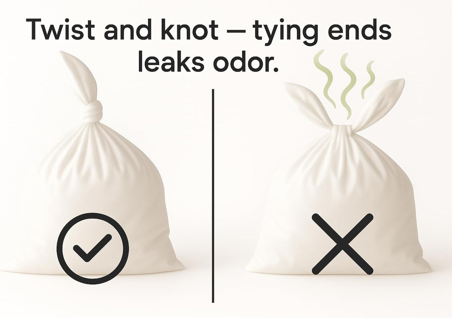 BOS Odor-Sealing Kitchen, Home & Food Small Trash Bags for Waste- Disposable Bags - Scent & Smell Free (90 Bags) [Size S, Color White] ★Brand-new packaging!