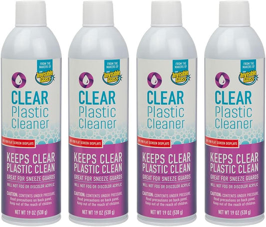 Invisible Glass 91014-4PK Clear Plastic Cleaner - Cleans and Protects Plastic on Electronics, Appliances, Eyewear, Cars, Trucks, RVs, Boats & More - Helps Prevent Fog and Static - 19 oz (Pack of 4)