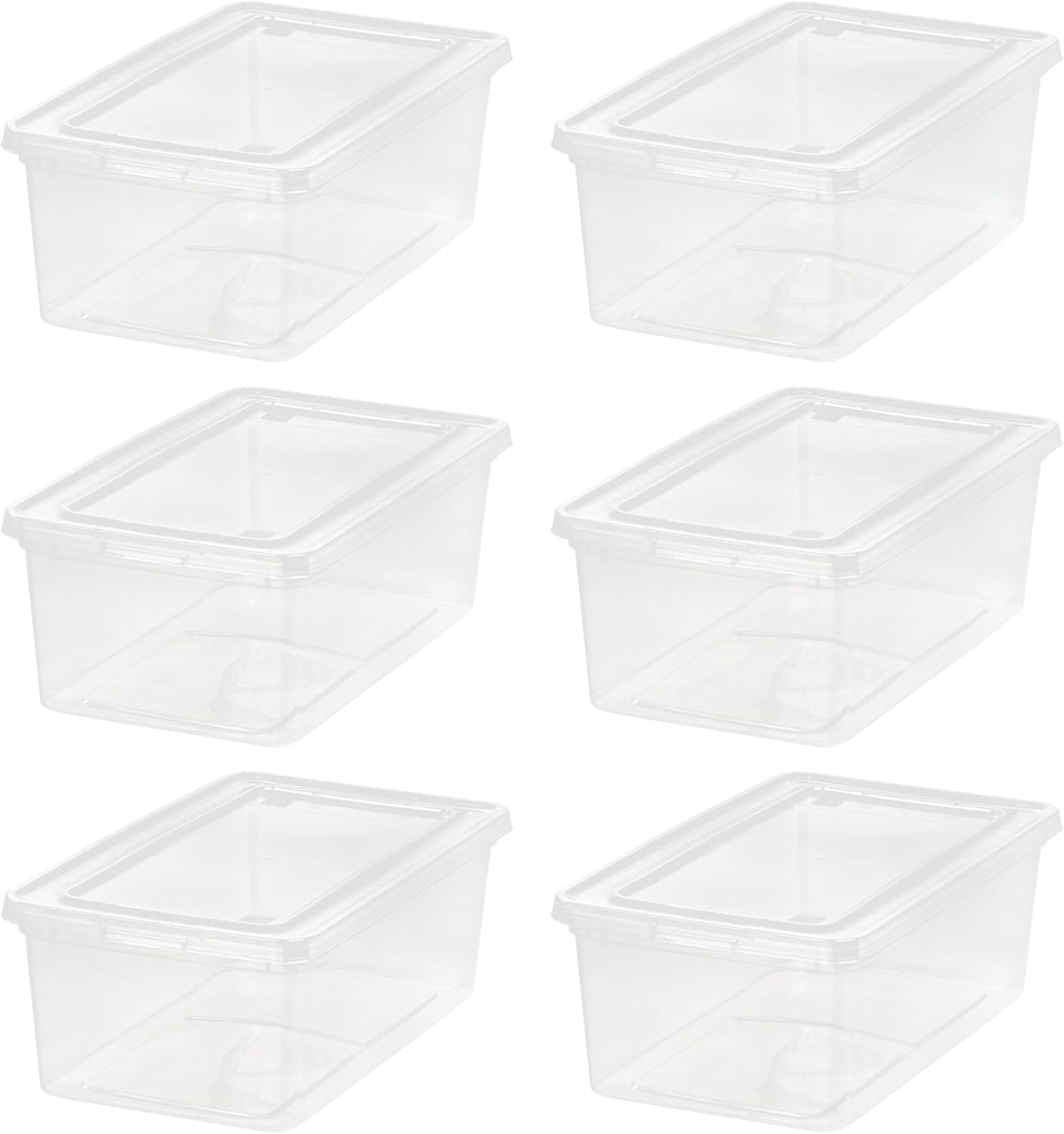 IRIS USA 6-Pack Storage Bins with Lids, 6 Quart, Shoe Boxes Clear Stackable Containers Organize Shoes Closet Shelves, Classroom Organization Teacher Tools, Game Storage - BPA-Free Plastic