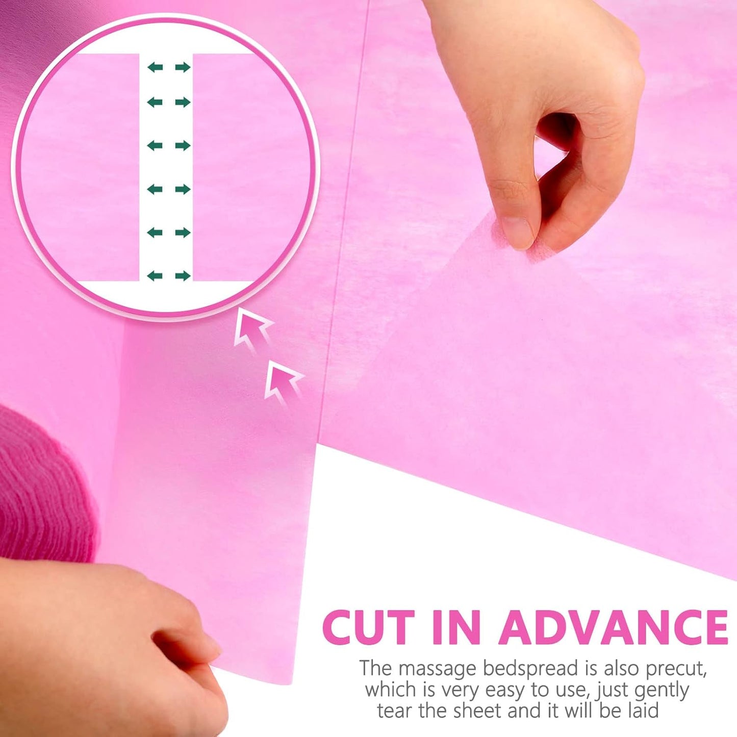 Tudomro 2 Roll Disposable Non Woven Bed Sheets 24 x 71 Inch Massage Table Paper Covers Non Woven Fabric Massage Sheets Waterproof Spa Breathable Bed Cover for Beauty Salon, Hotels(Pink)