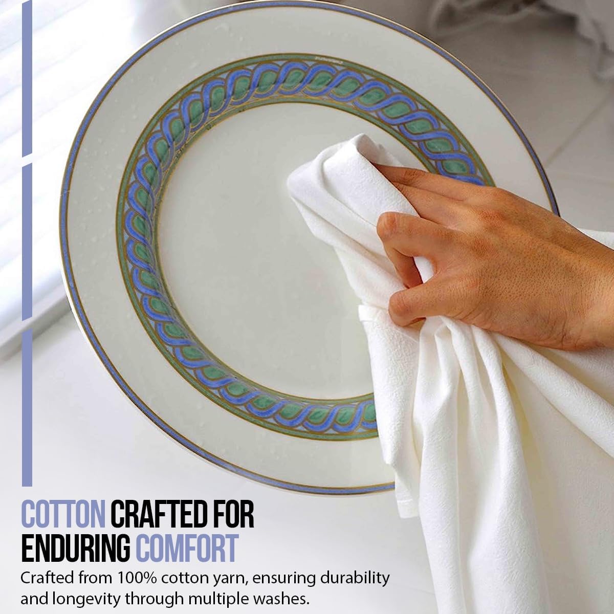 Flour Sack Towels| Tea Towel for Crafts| Kitchen Dish Cotton Blank Towel for Embroidery|Baking Bread Proofing Linen Cover| Thick Absorbent Quick Dry| 4 Pack 33"X38" White