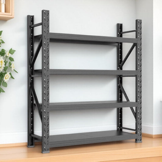 Storage Shelves Heavy Duty, Metal Garage Shelving Units, 4 Tier Storage Rack Shelf, Steel Industrial Shelving, Adjustable Standing Shelf for Basement/Warehouse (Black, W59.06*D23.6*H78.74)
