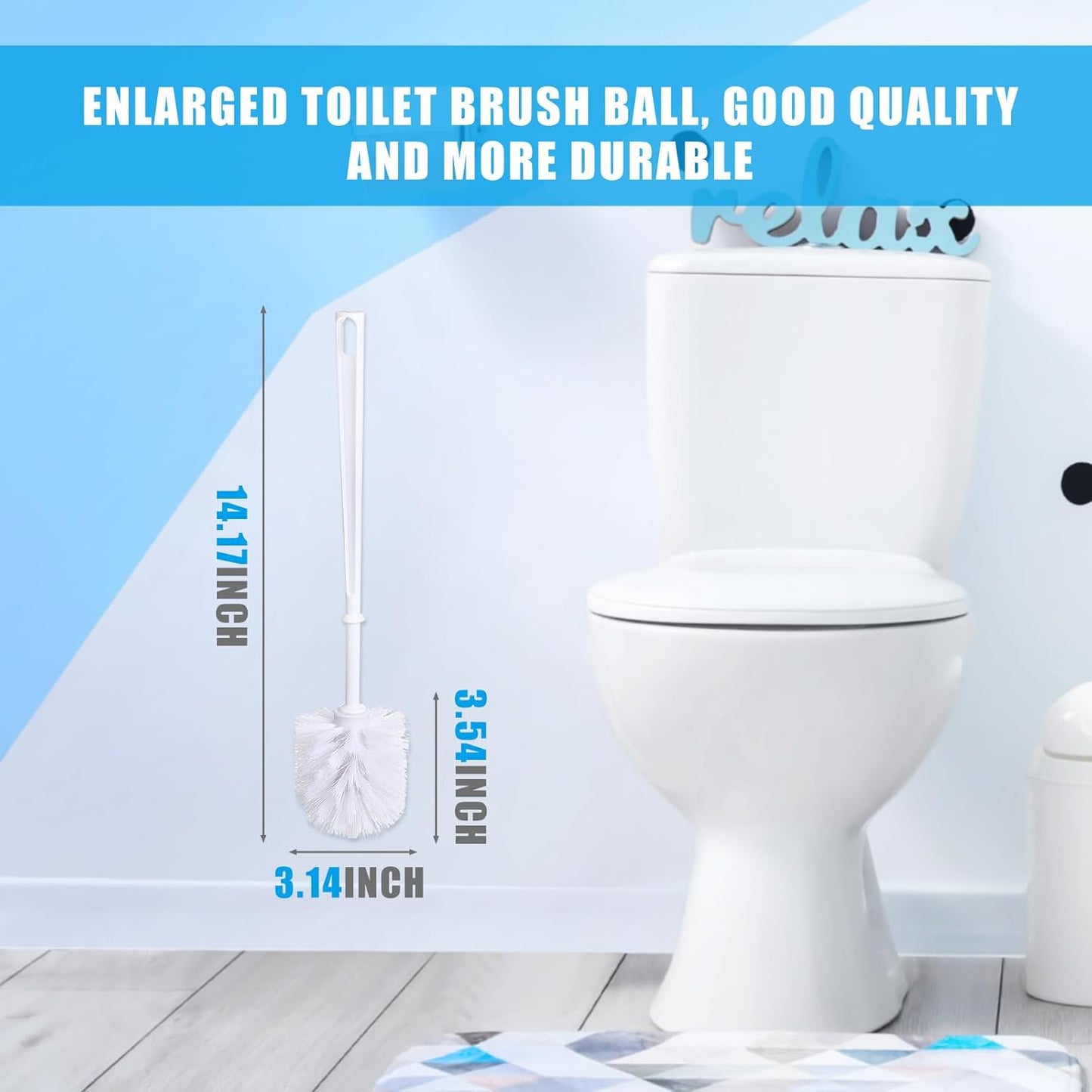 Mimorou 25 Pcs White Toilet Brush, Bathroom Toilet Bowl Brush, Soft Bristle Long Handle Plastic Toilet Scrubber for Bathroom