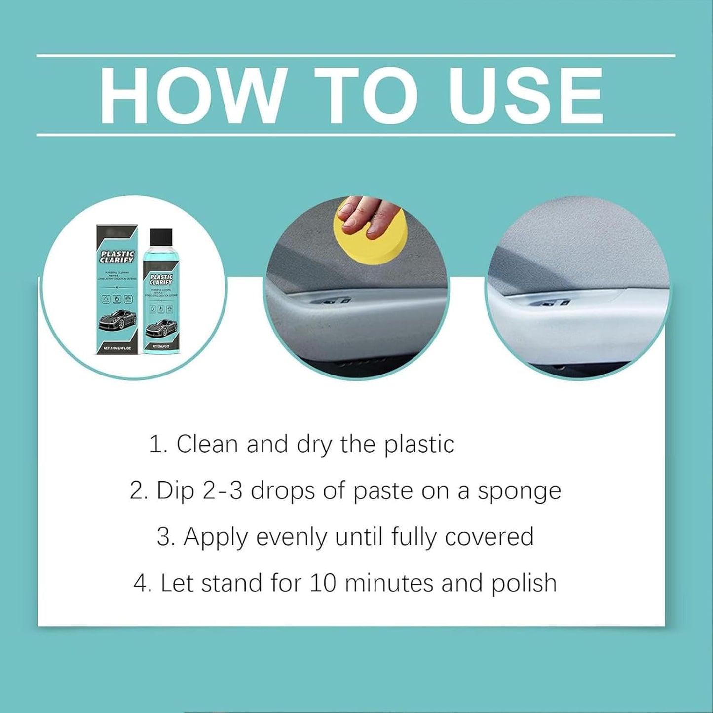 Plastic Restorer for Cars,Car Plastic Restorer Black,Restore The Luster of Plastics and Rubber,120ml (2pcs)