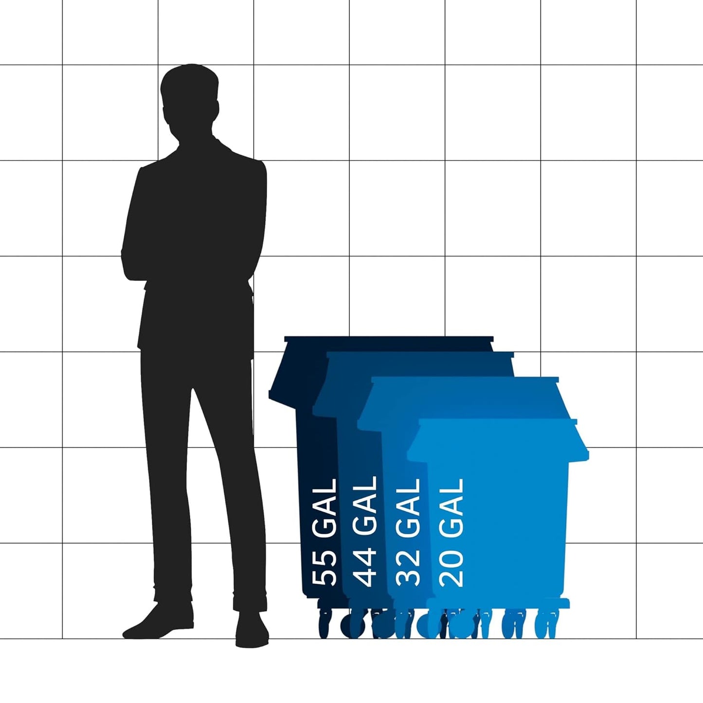 32 Gallon White Round Commercial Trash Can with Lid and Dolly