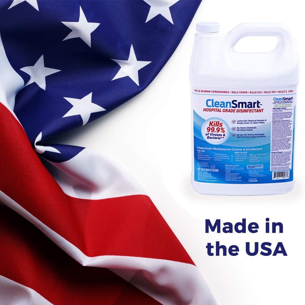 CleanSmart Hospital Grade Disinfectant, Kills 99.9% of Viruses and Bacteria, Hypochlorous Acid Technology, EPA Registered, 1 Gallon (HOCL)