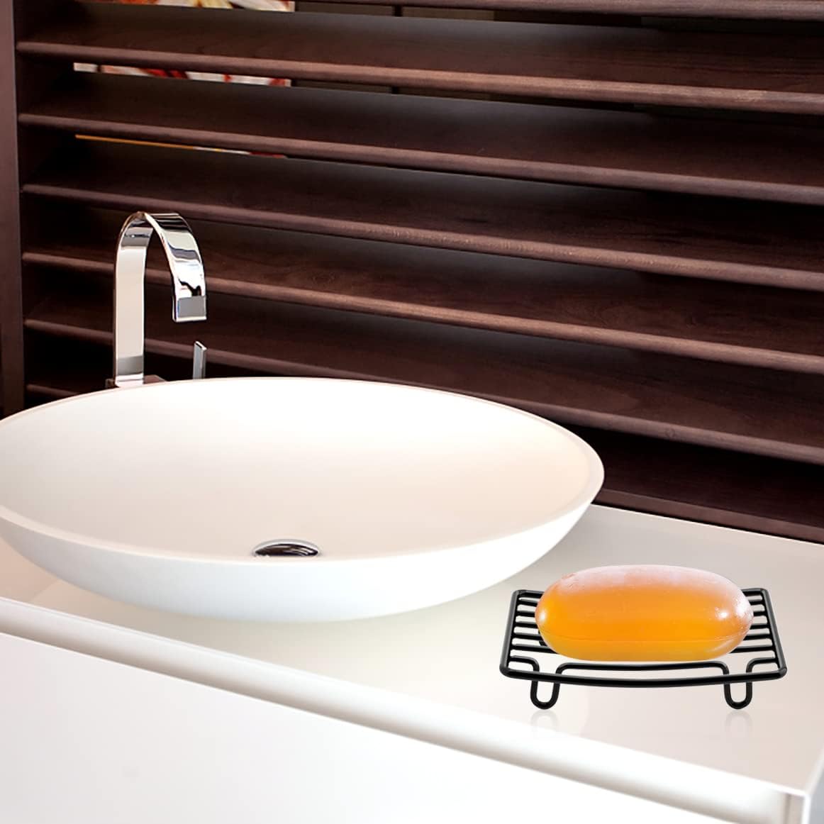 Bar Soap Dish Holder for Shower Bathroom Stainless Steel Rust Proof Self Draining, Black-1 Pack