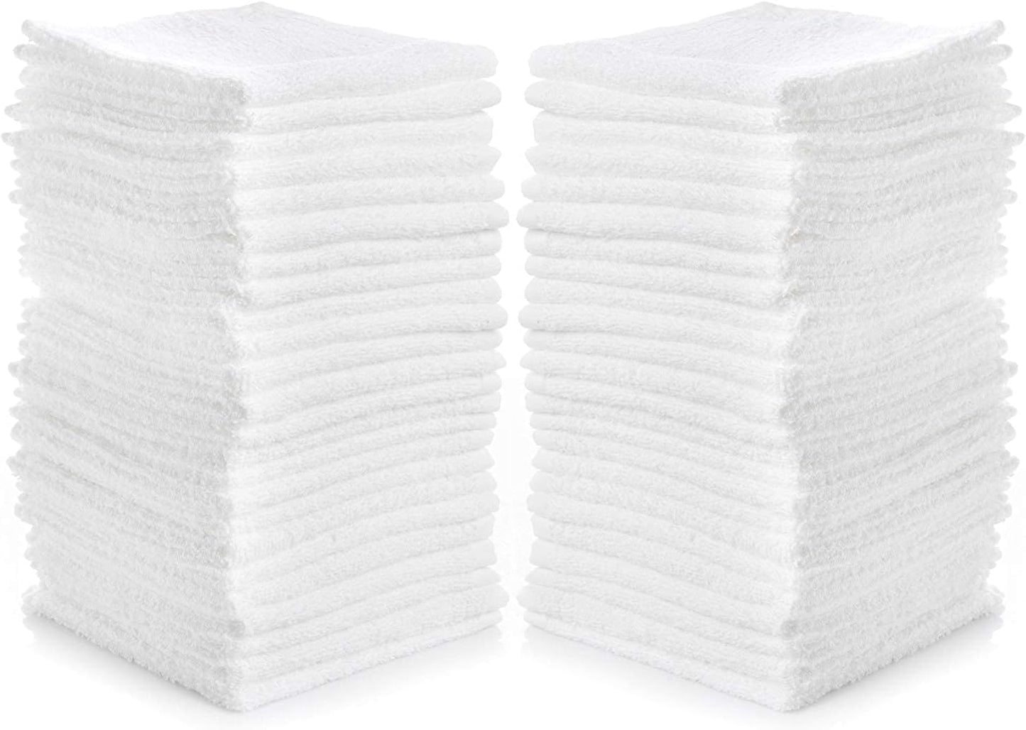 SIMPLI-MAGIC Cotton Washcloths White, 40 Pack, Size: 12”x12”