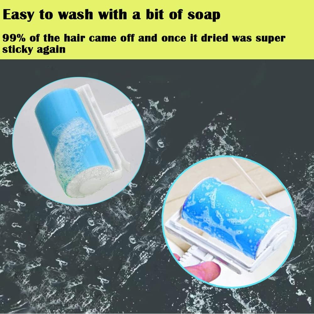 Washable Reusable Lint Roller 3 Pack, Portable Travel Sticky Dog Cat Hair Remover Cleaner with Cover Include Medium and Mini Size for Clothes, Pet Hairs, Carseats