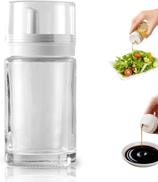 Small Glass Oil and Vinegar Dispenser Bottles - 3.4oz - Leakproof, Perfect for Kitchen Use