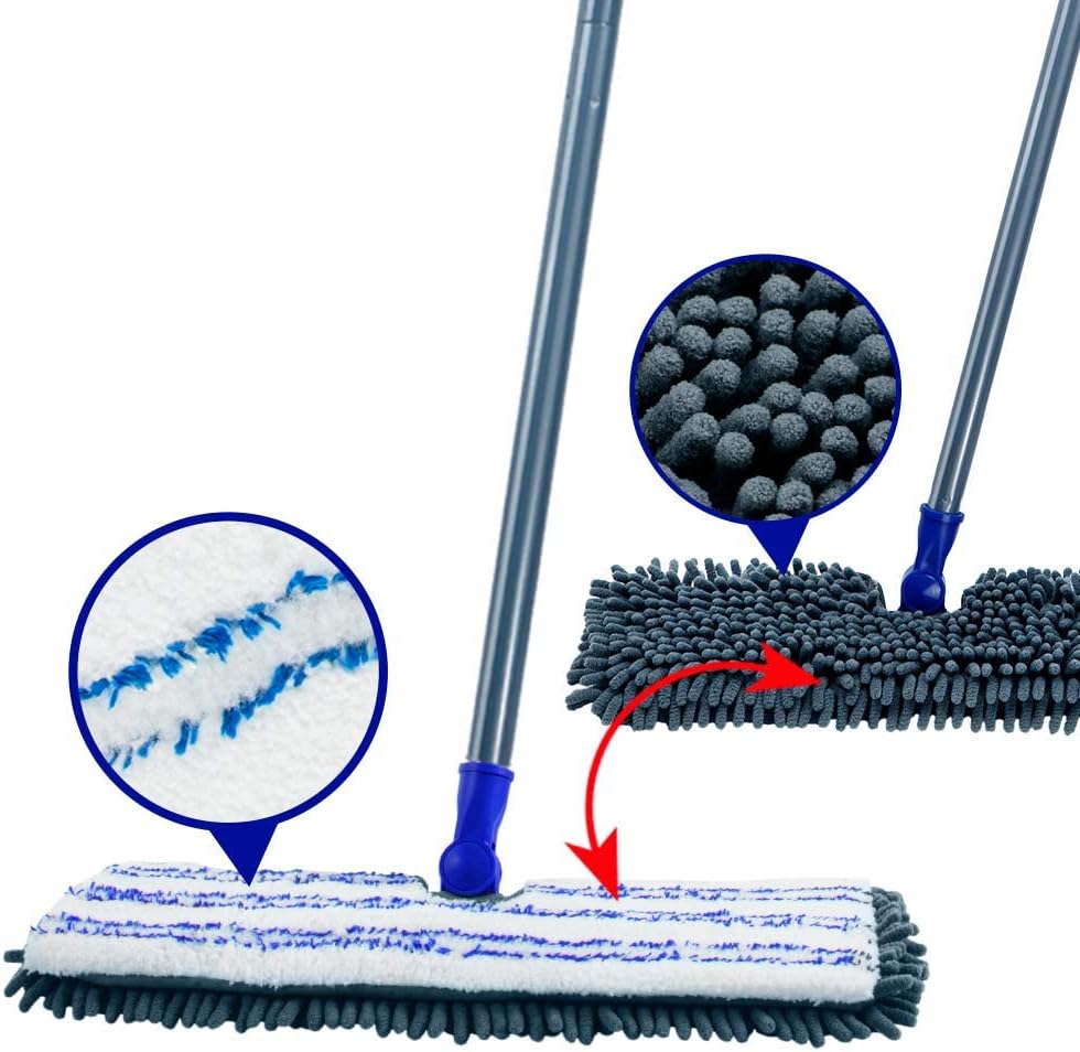 Masthome 3 Pack Microfiber Flip Mop Refills, Dua-Action Microfiber Mop Replacement Pads, Compatible with ASIN B076HPLH1T, Dry & Wet Use, Machine Washable, Double Sided Mop Pads for Floor Cleaning