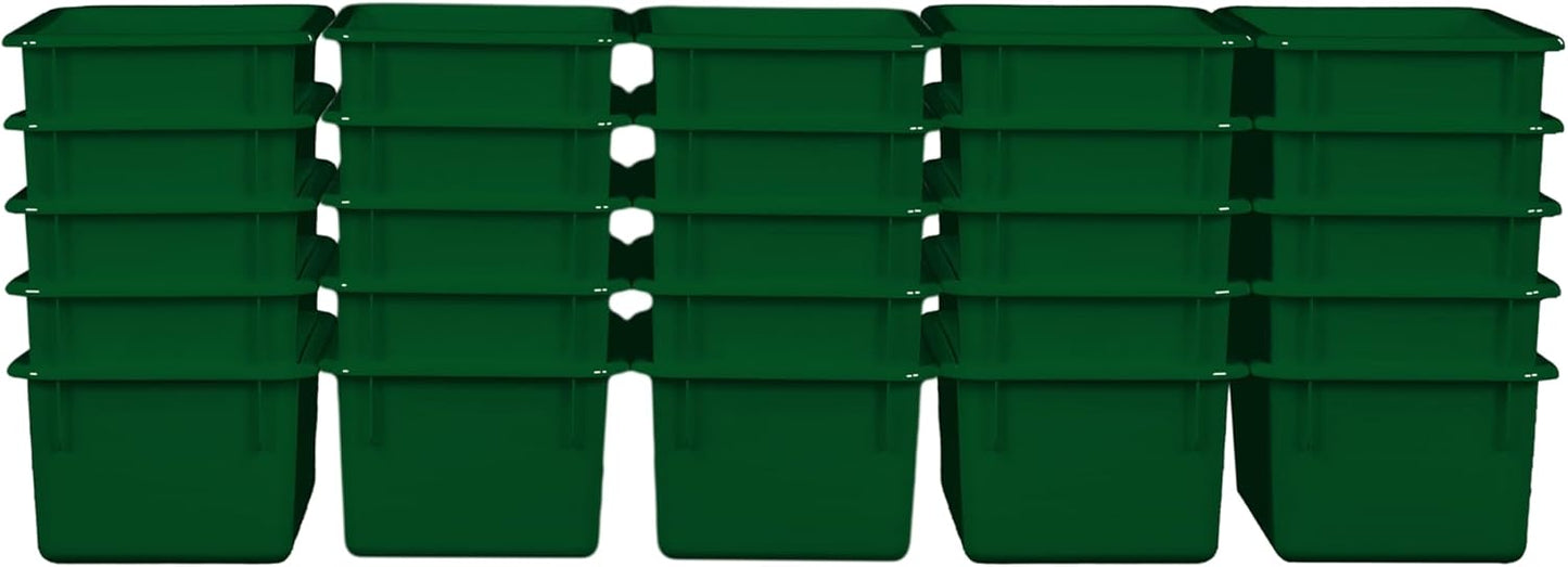 Wood Designs Cubby Storage Bin, Heavy Duty Plastic Containers for Kids Green Cubby Tray Set of 25
