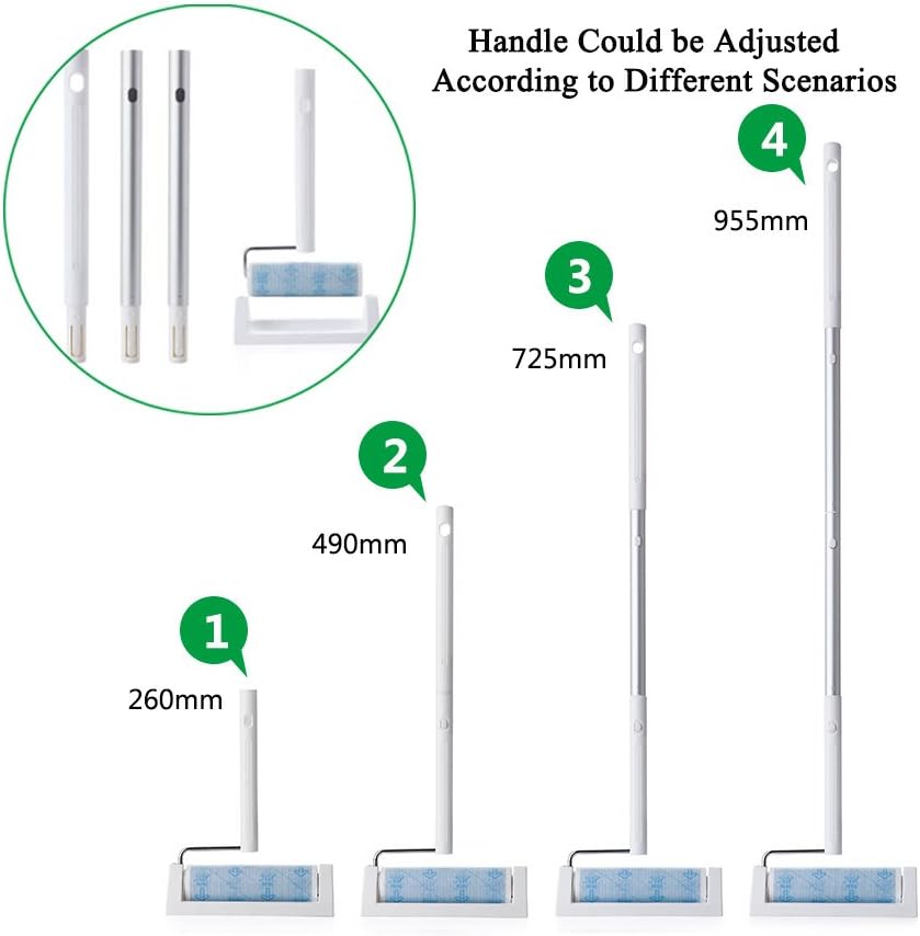 UNIKON 802 Lint Roller Sticky Roller Pet Hair Roller, Long Handle Sticky Mop With 4-Foot Extendable Handle 30 Sheets Roller