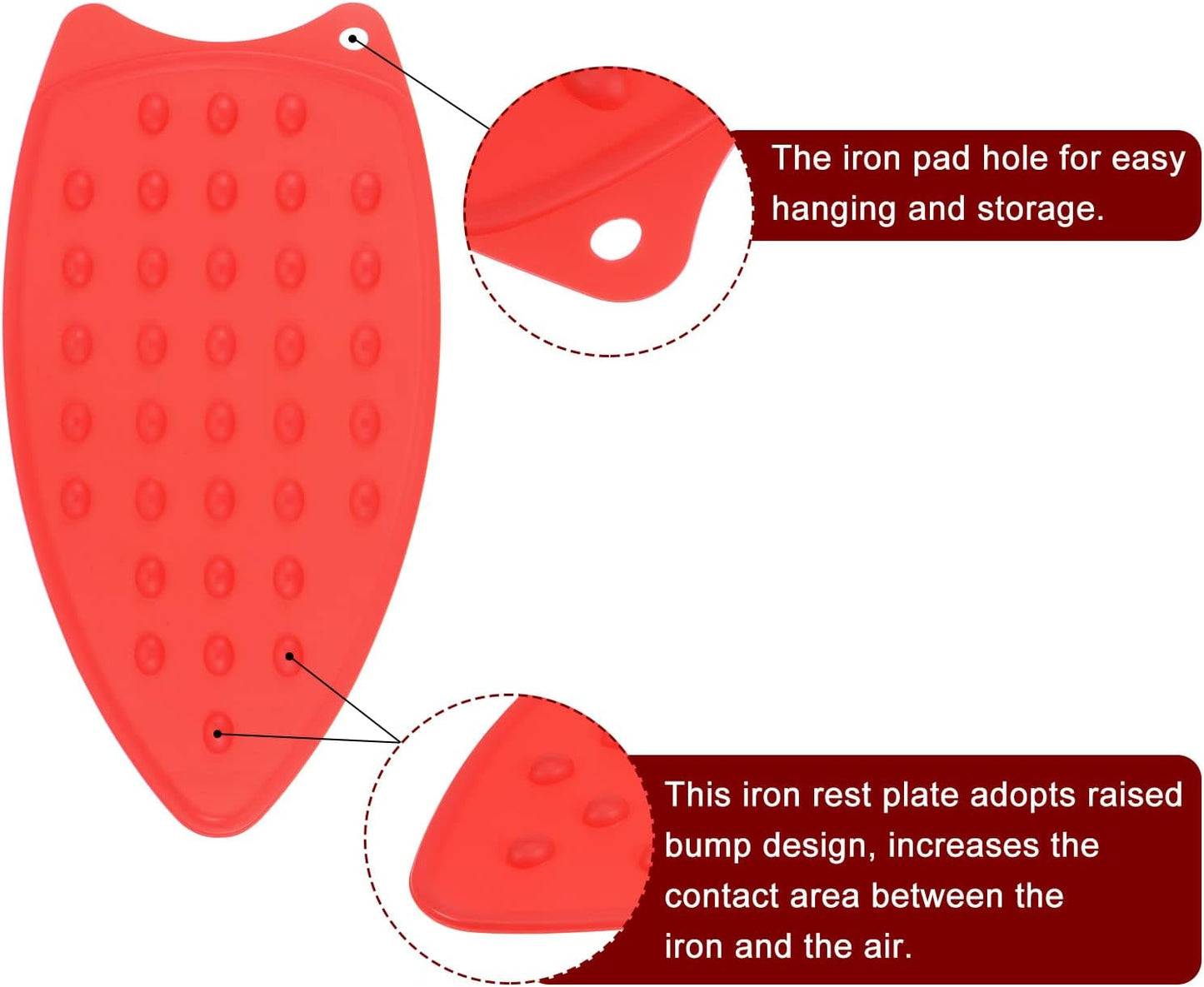 HARFINGTON Silicone Iron Rest Pad, Multipurpose Iron Hot Resistant Mat Iron Rest Plate for Ironing Board Hot Heat Resistant Steam Compact Mat, Red