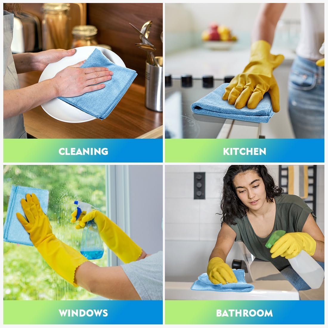 HOMEXCEL Microfiber Cleaning Cloth 20 Pack 11.5 x 11.5 inch Microfiber Towels for Cars Ultra Absorbent Car Washing Cloth Lint Free Streak Free Cleaning Rags for Car, Kitchen Window Blue