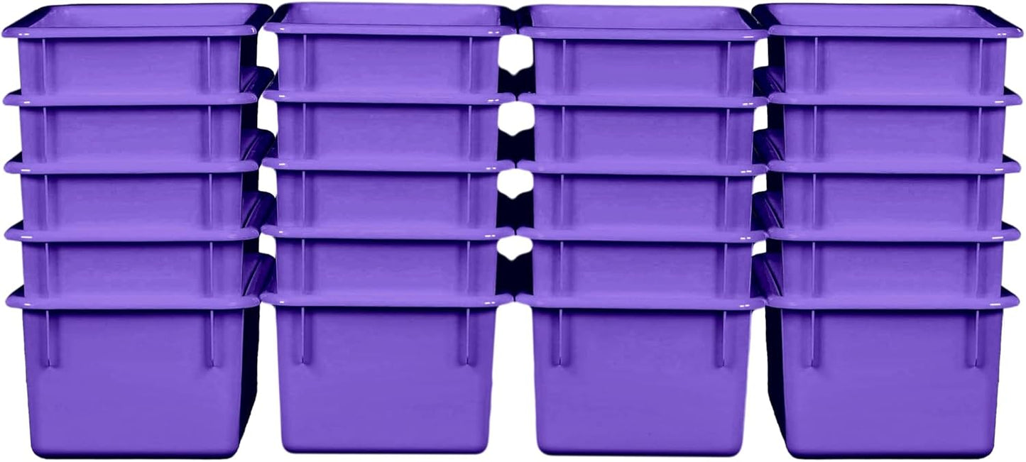 Wood Designs Cubby Storage Bin, Heavy Duty Plastic Containers for Kids Purple Cubby Tray Set of 20