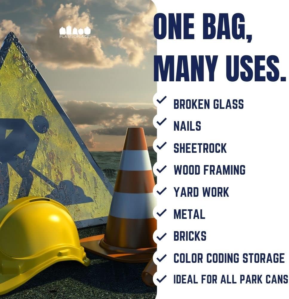 Plasticplace 55-60 gallon Trash Bags │ 1.2 Mil │ Orange Heavy Duty Garbage Can Liners │ 38” x 58” (50 Count)