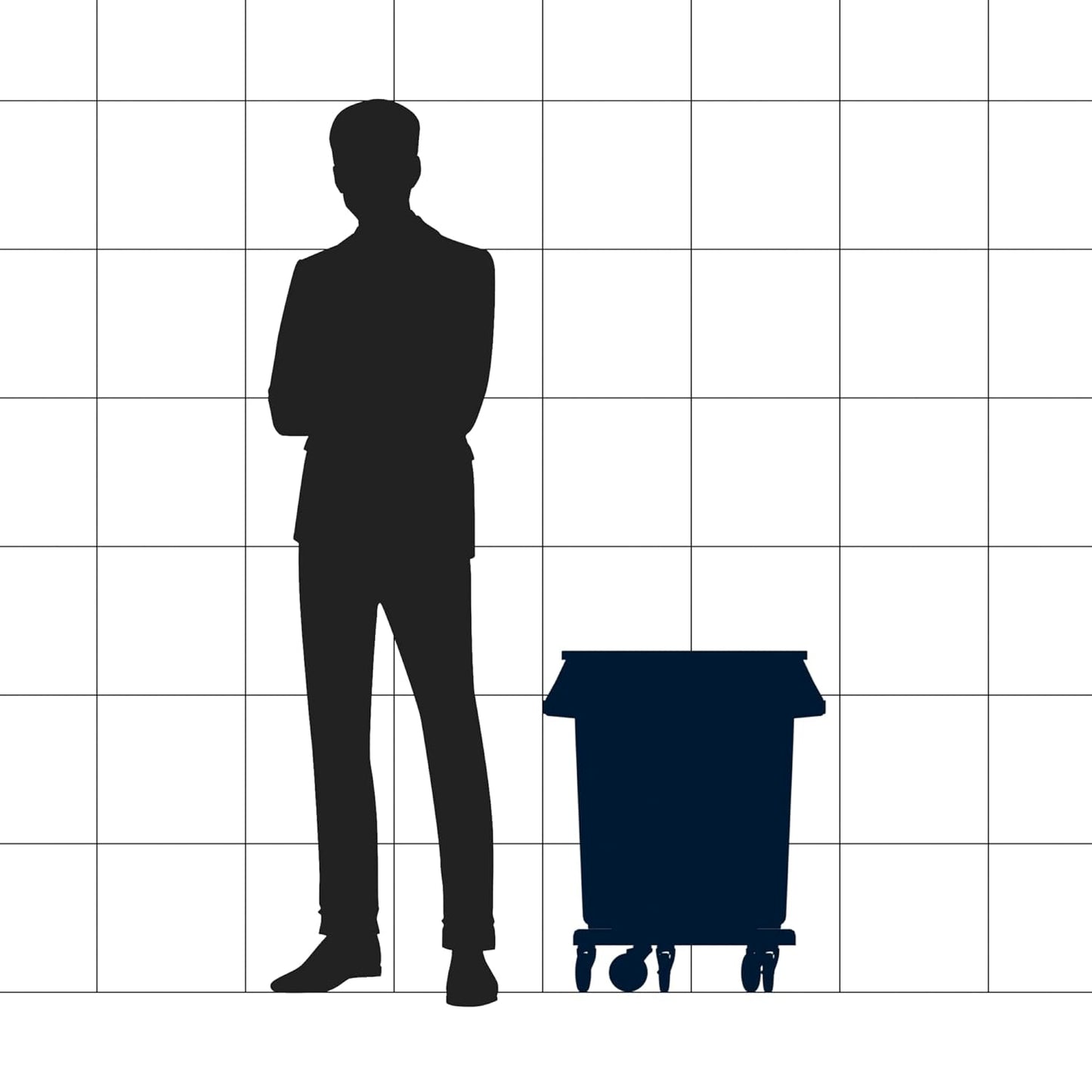 20 Gallon White Round Commercial Trash Can with Lid and Dolly