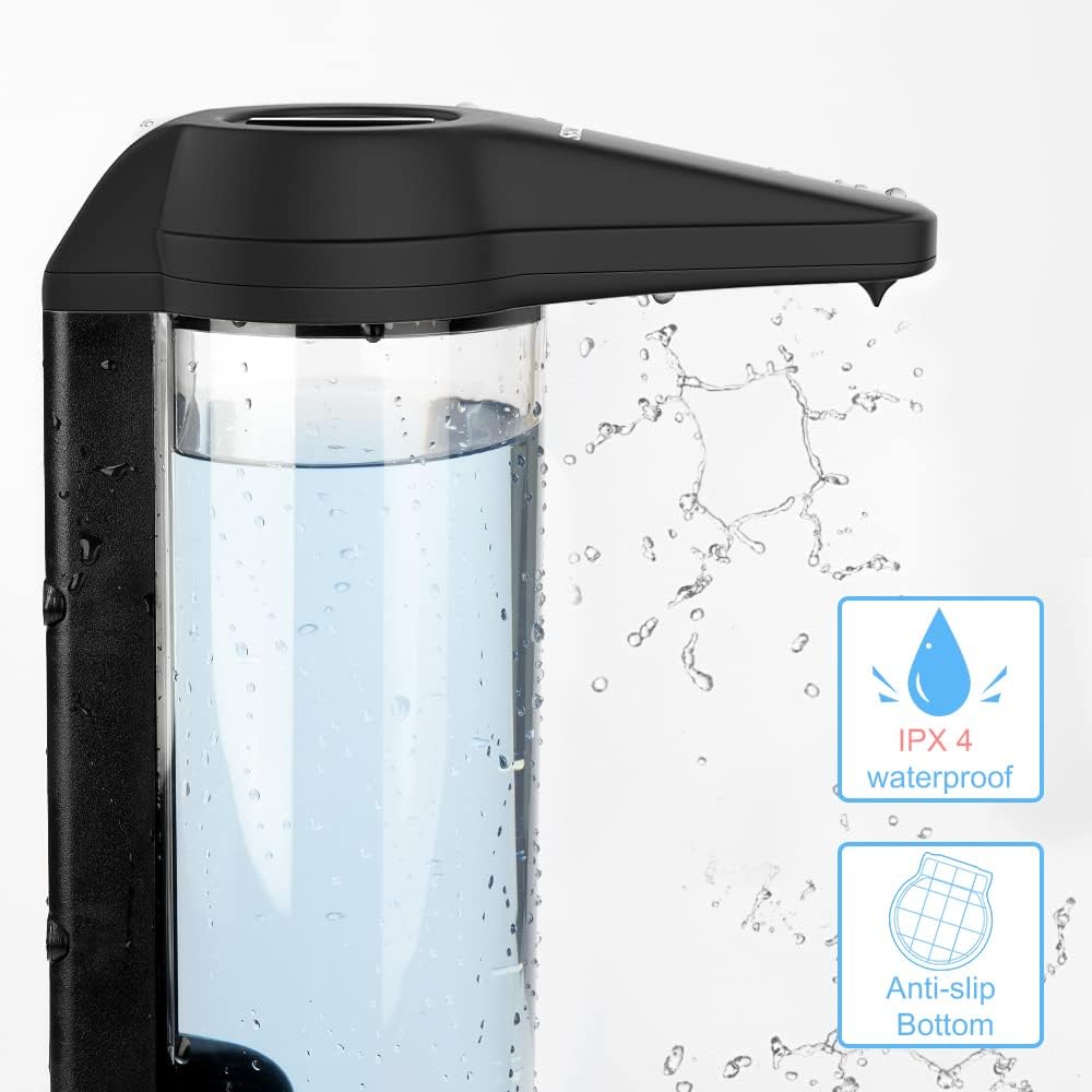 Secura 17oz Automatic Liquid Soap Dispenser, Touchless Battery Operated Hand Soap Dispenser with Adjustable Soap Dispensing Volume Control Dial, Personal Care Dispenser (Black)
