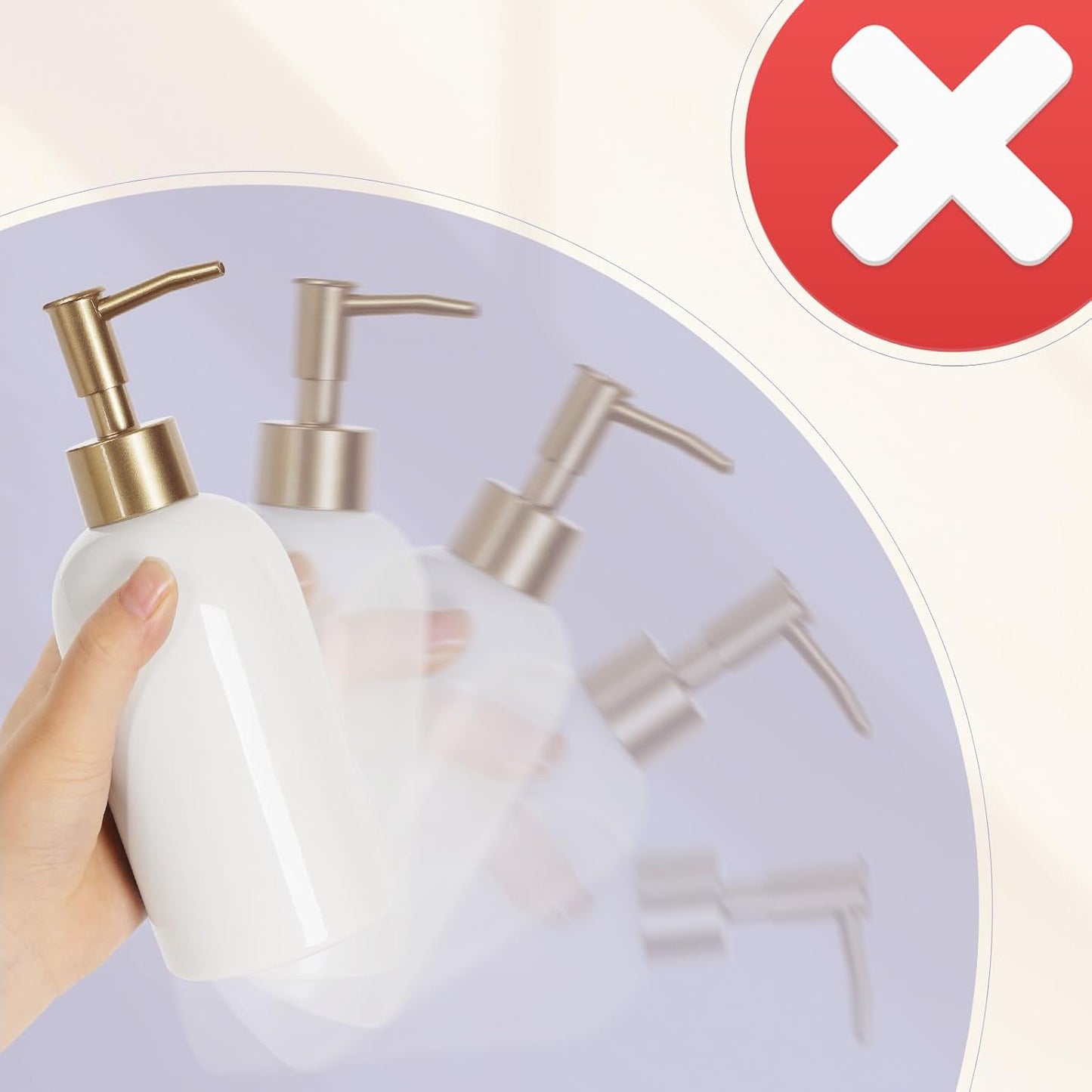 Natheeph 2PC 14OZ Ceramic Soap Dispenser Ceramic Soap Pump Dispenser Can Fill Liquid for Bathroom/Kitchen (White + Green)