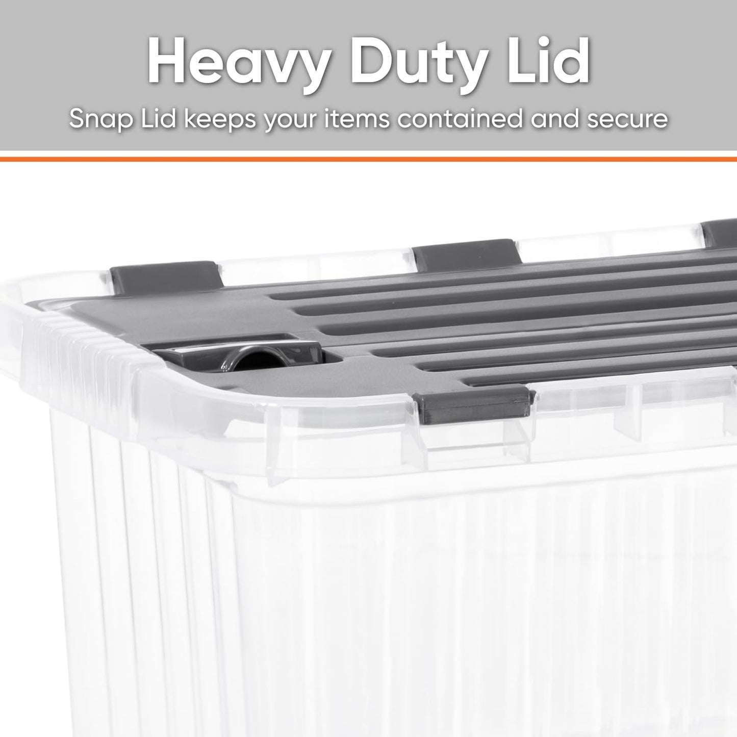 Superio Clear Storage Boxes with Attached Lids, Plastic Container Bins with Hinged Lids for Organizing, Stackable Crates, BPA Free, Non Toxic Organizers (4 Pack, 17"x11.65"x8.75")