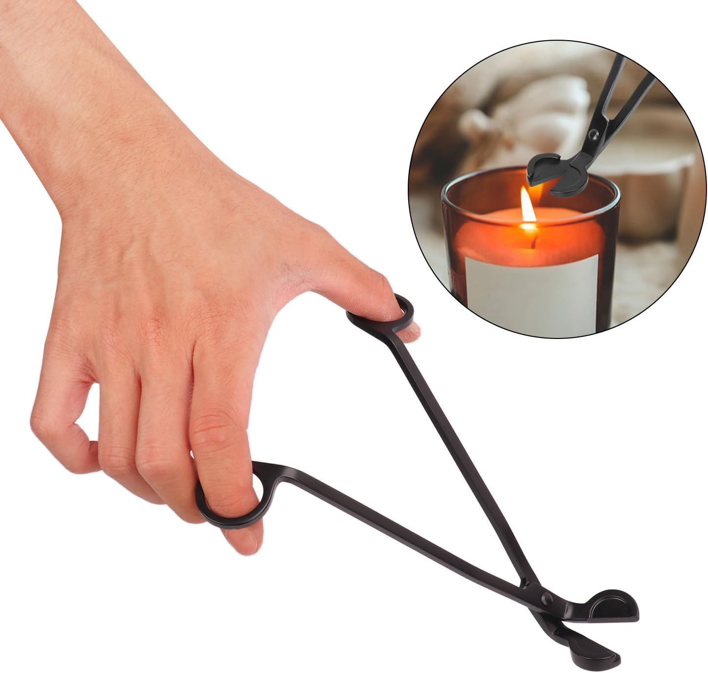 7 Piece Black Candle Wick Trimmer, Polished Wick Cutter Scissor, Premium 430 Stainless Steel Candle Wick Cutter, Wick Clippers Scissor for Elegant Candle Care