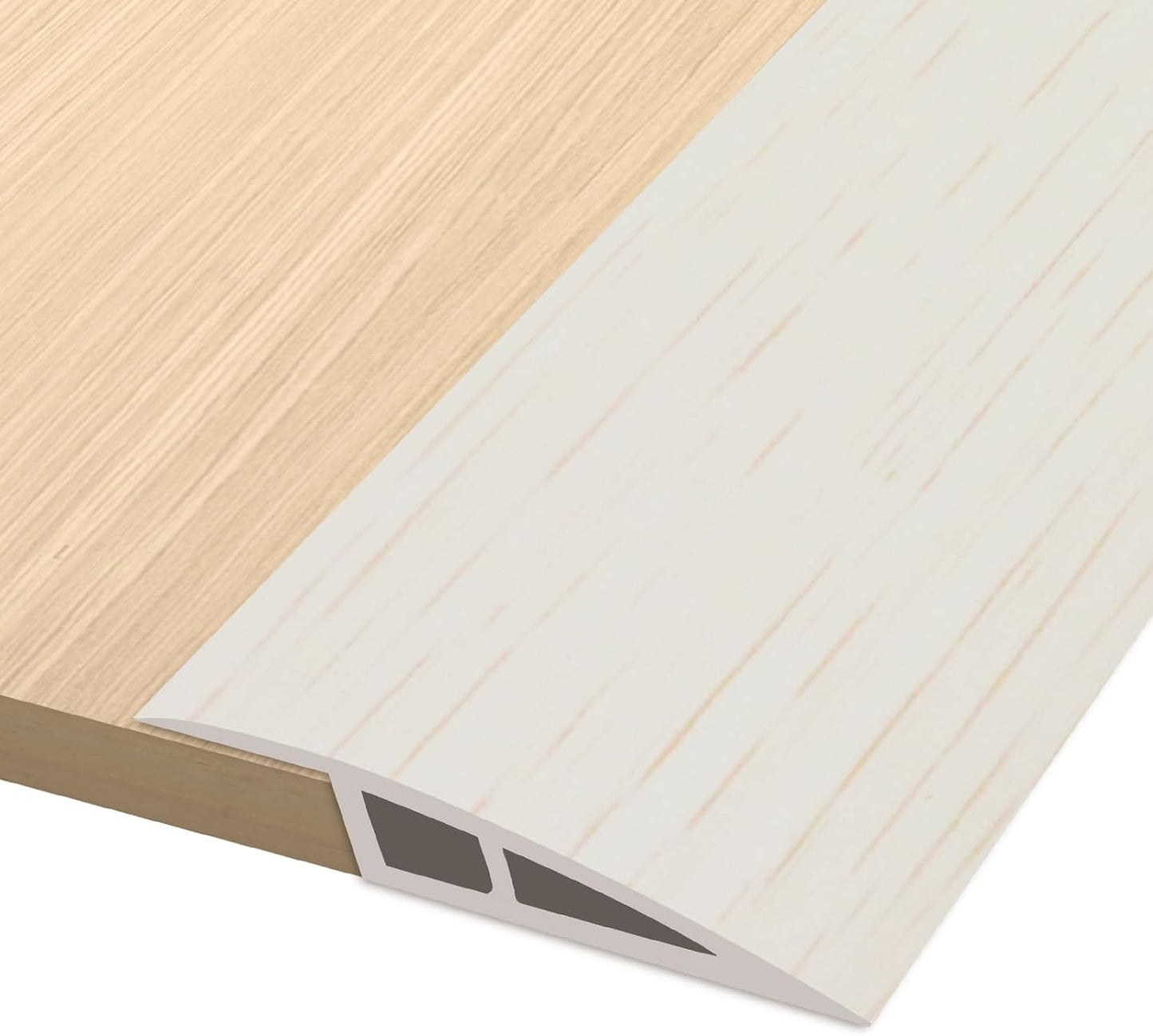 Vinyl Door Threshold Flooring Transition Strip Self Adhesive Carpet Edging Strip for Laminate Doorway Edge Threshold from 2/5" to 3/5" (Beige Wood Grain, 6.6 Ft)