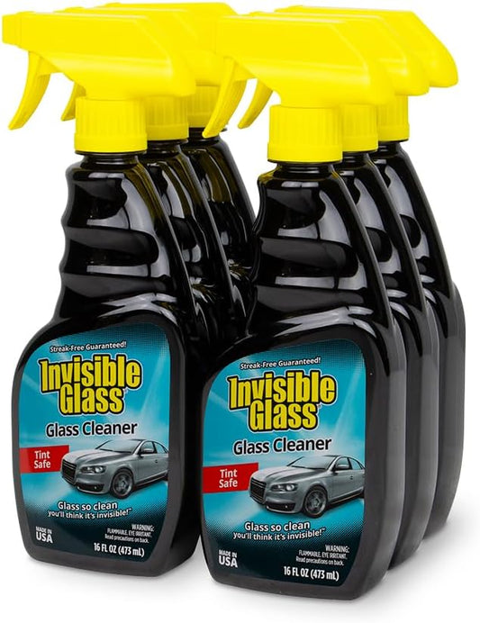 Invisible Glass 92163-6PK Premium Glass and Window Cleaner for Auto and Home Cleans Glass, Windows, Windshields, and More, Streak-Free, Ammonia-Free, Tint-Safe, 16 fl oz (Pack of 6)