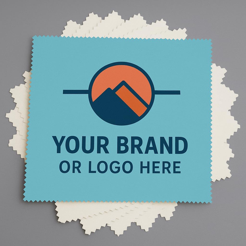 Ships Next Day, Made in USA - Customizable Microfiber Cleaning Cloth - Perfect Eyeglass Cleaner Promotional Gift - Premium Microfiber Lens Wipes - Logo or Image Printed (100 Pack) Single Sided