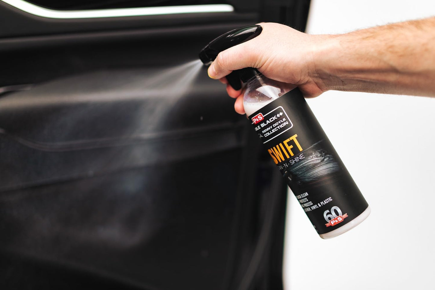 P & S Professional Detail Products Swift Clean & Shine - Interior Cleaner & Protectant for Leather, Vinyl, Plastic - Cleans, Conditions & Leaves a Satin Finish - Fresh Scent - 1 Gallon