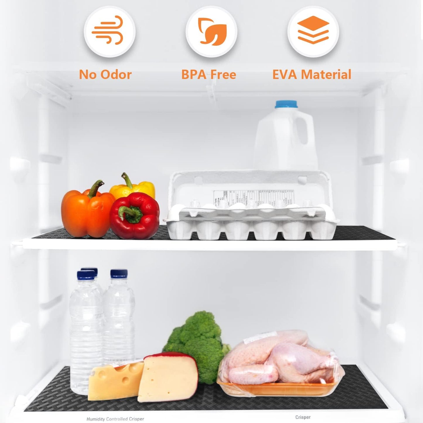 Shelf Liners for Kitchen Cabinets Refrigerator Liners Waterproof & Oil-Proof Kitchen Cupboard Liner Non-Slip Drawer Mats EVA Material Non Adhesive Fridge Liner for Shelves -Black 11.8 x 393.7 Inches