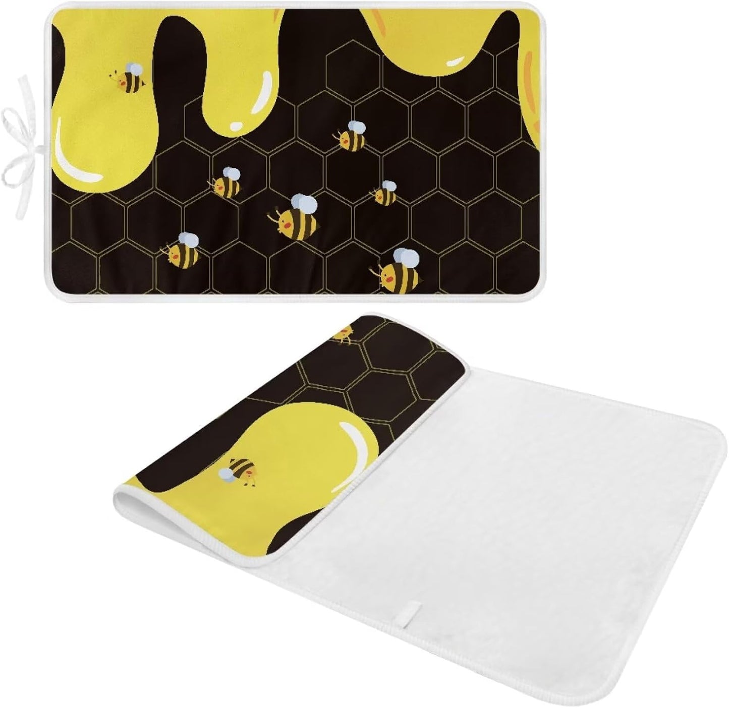 Cute Ironing Mat for Table top Washer,Dryer,Countertop,Bee Portable Iron Pad Blanket for Washer Dryer Countertop Travel 32 x 16 Inch Small Ironing Pads,Yellow