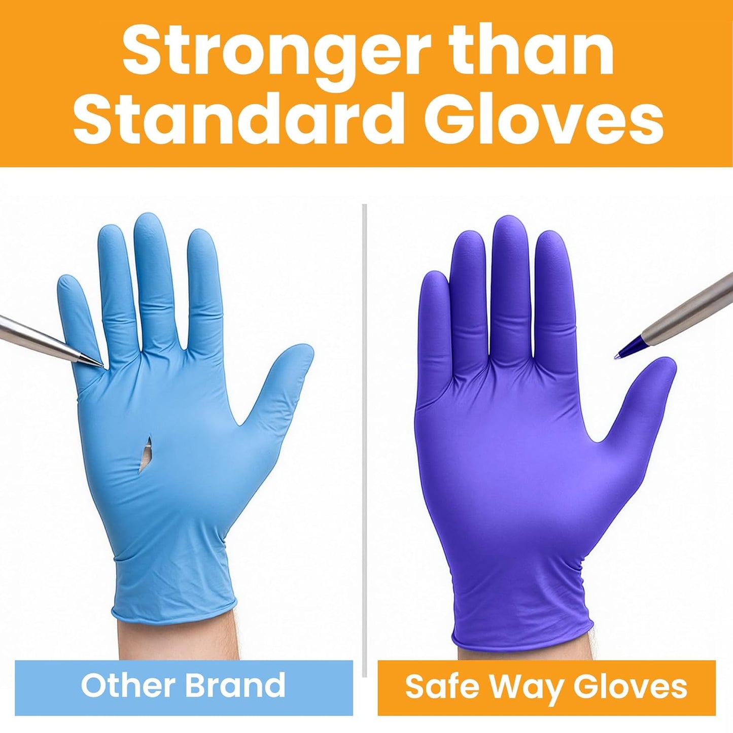 SafeWay Nitrile Disposable Gloves — Multi-Purpose Powder-Free, Non-Latex, Medical Use, and Textured Fingertips for Food Prep, Cleaning, Tattoo, Nursing, Lab, Examination, & More — (6000 pcs, Large)