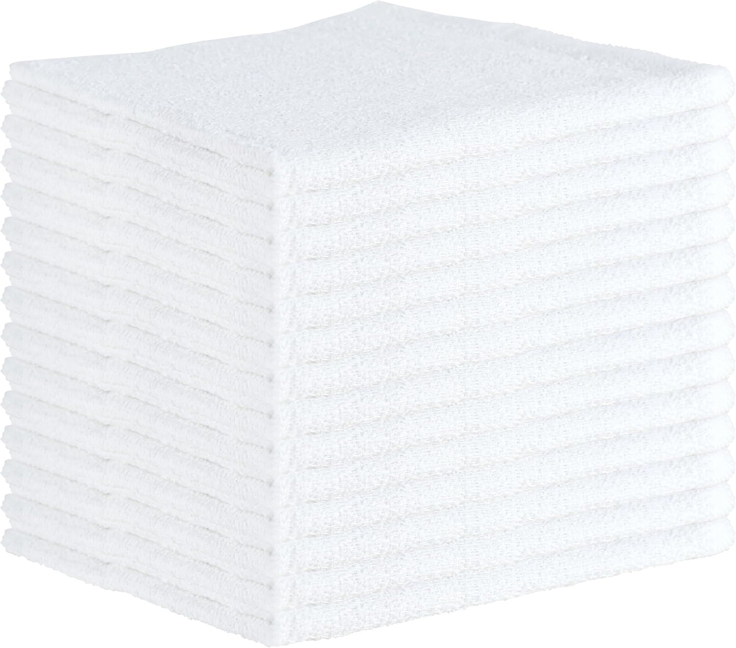 Arkwright Qwick Wick Bar Mop Towels - (Pack of 12) 100% Cotton Quick Dry Dishcloths, Super Absorbent Multipurpose Cleaning Rags for Restaurants, Kitchen, Bathroom, Hotel, 16 x 19 in, Solid White