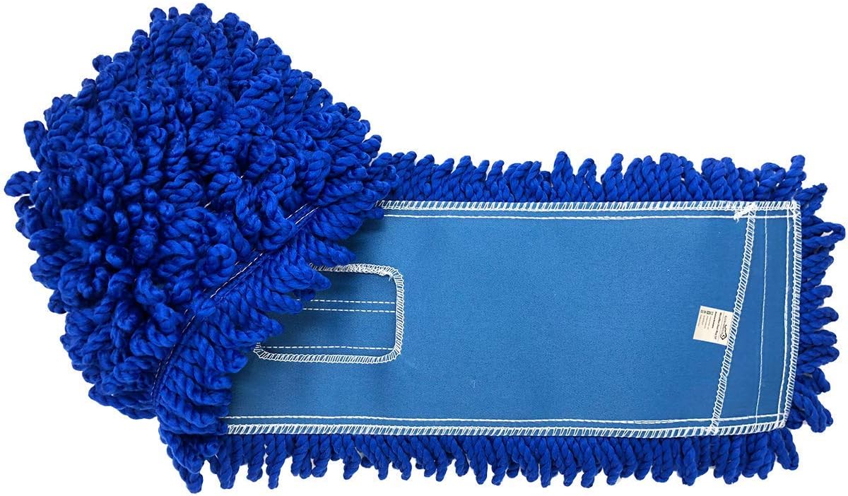 KLEEN HANDLER 48 Inch Microfiber Dust Mop, X-Large Washable Commercial, Sweeper, Janitorial Head Replacement, Push Mop Broom, Blue