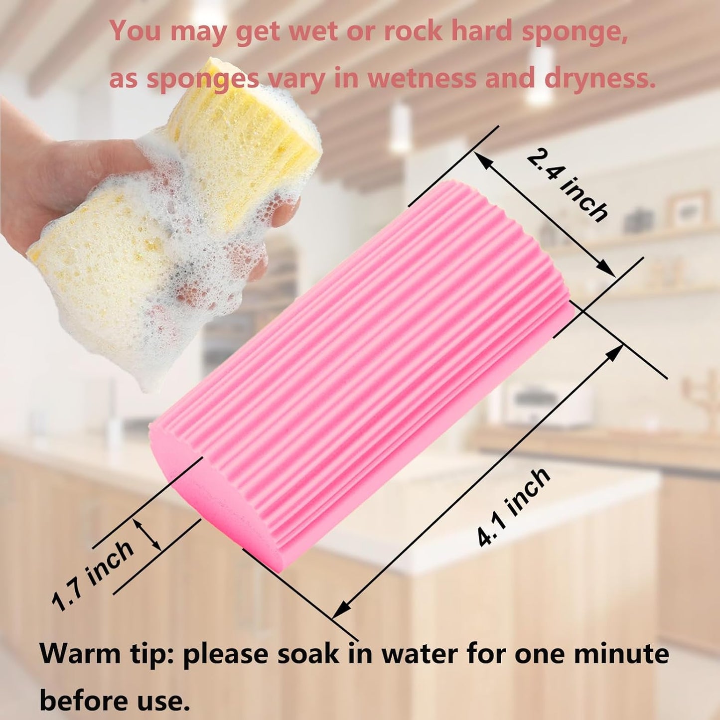 6-Pack Damp Clean Duster Sponge,Magic Sponge Eraser for Housekeeping,Reusable Cleaning Sponge for Blinds,Vents,Mirrors,Glass, Baseboards,Window Track Grooves and Railings (Pink)
