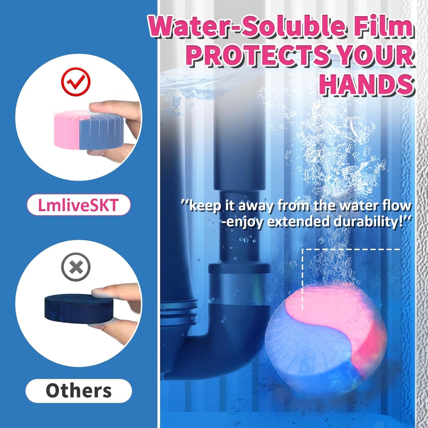 Automatic Toilet Bowl Cleaner Tablets, 30-Pack Long-Lasting Toilet Tank Cleaner for Bathroom, Blue Water Freshener, Prevents Stains & Odor, Safe for All Toilets (30, Blue and green)