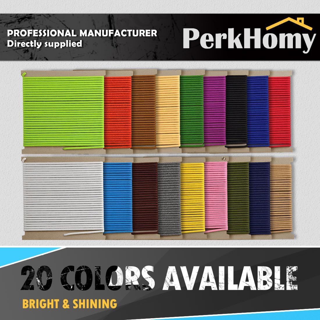 PerkHomy 500lb Cotton Rope 3/16" (5mm) 50 ft Multi Purpose Utility Diamond Braided Cord, Natural Cotton for Clothes Line Camping Crafting Flag Pole, Sky Blue