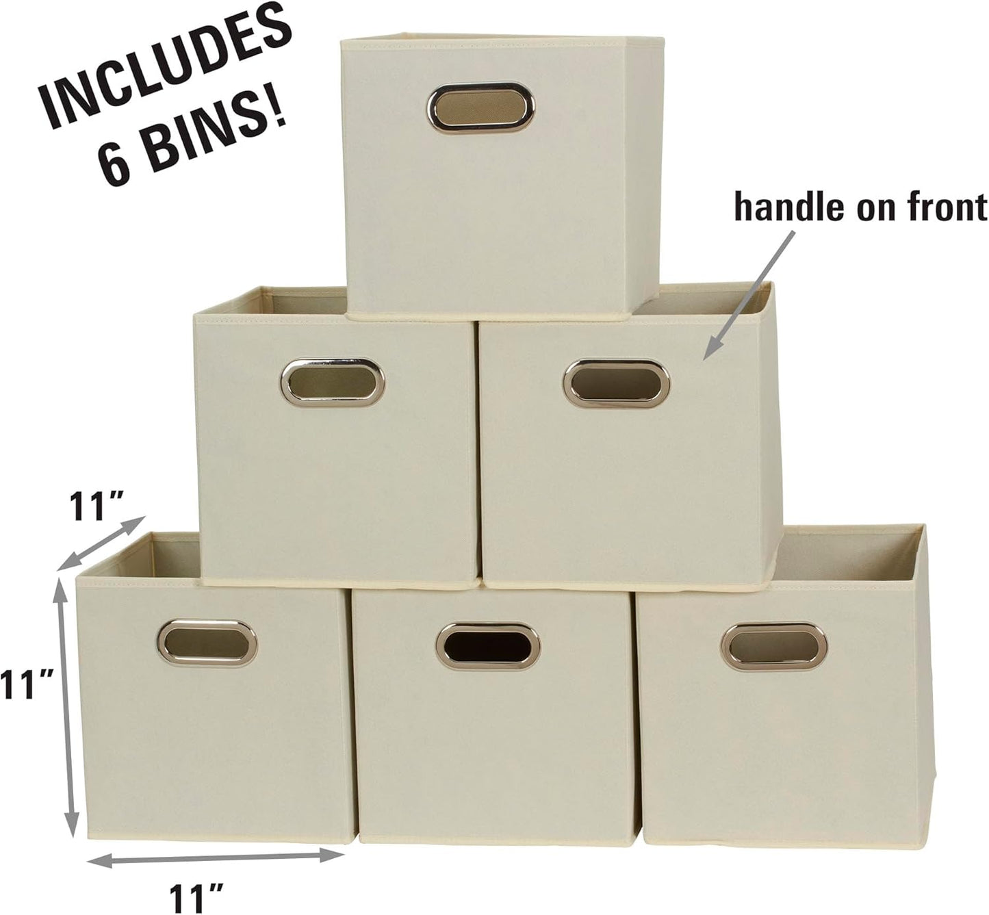 Household Essentials 82-1 Foldable Fabric Storage Bins | Set of 6 Cubby Cubes with Handles | Natural (Pack of 6)